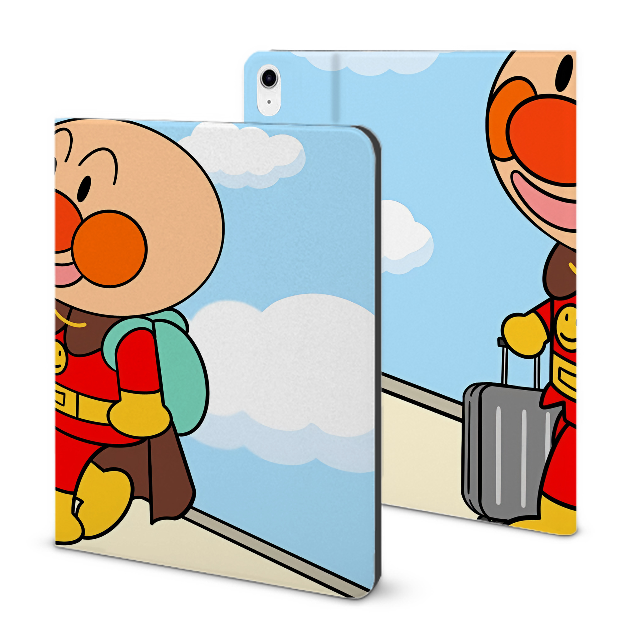 （画像用） アンパンマン Anpanman IPad ケース ブック型 PUレザー TPU 耐衝撃 軽量 薄型 ペン収納なし 全面保護 IPad 各モデル対応